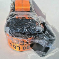 Ratchet Strap Cargo Tie-Downs 2"x27' Heavy-Duty Flat Hook Flatbed Orange NEW