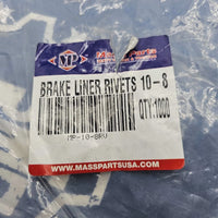 10-8 Brake Liner Rivets Round Head 1/2 Head Diameter 8/16 Inch Long 100 Units