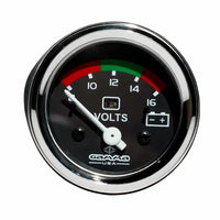 Voltmeter 52mm (2") 8-16V Black Dial Bezel Chrome Warning Light A2C59512545 Repl