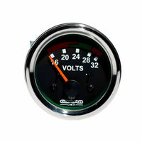 Voltmeter 52mm (2") 16-32V Black Dial Bezel Chrome 332-040-001G Replacement