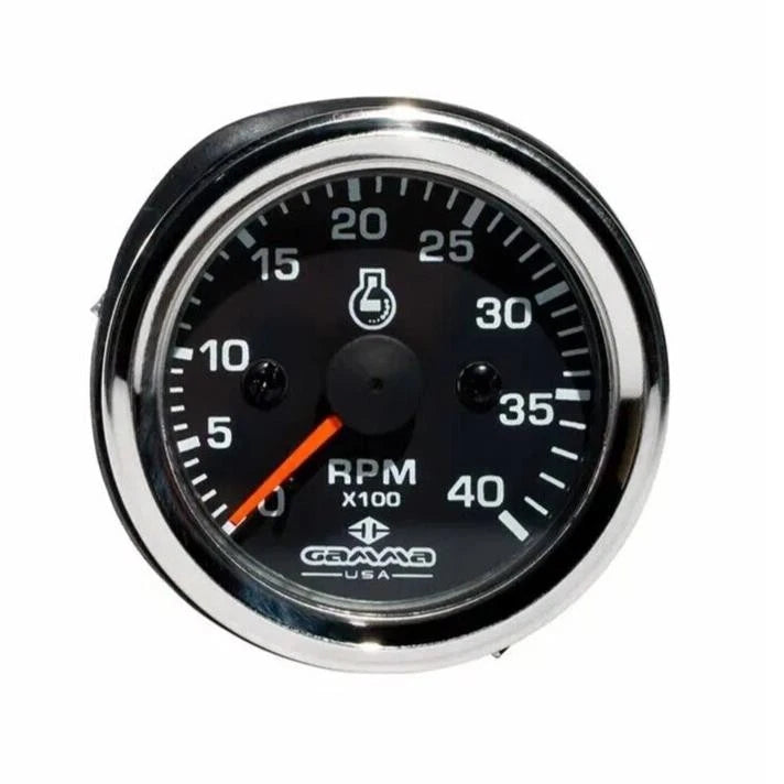 Electronic RPM Meter 0-4000 RPM, 12/24 Volt 52mm (2") Black Dial W Terminal