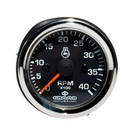 Electronic RPM Meter 0-4000 RPM, 12/24 Volt 52mm (2") Black Dial W Terminal