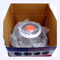 343-4195 Hub Cap Clear Plastic Red Pipe I.D 6-3/4" 6 HOLE Height: 2-11/16" Rep.