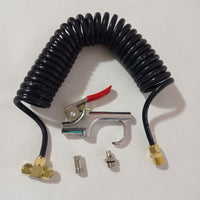 Air Seat Blow Gun Kit for Truck 12' PU Coiled Air Hose 1/4" & 2 Nozzle Tips NEW