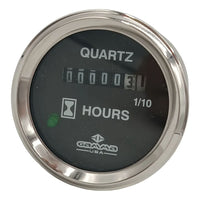 DC Hourmeter Black Dial 52 mm Chrome Bezel 12-24v Range 9999.9 Hours