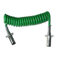 15 Ft 7 Way Plug ABS Coiled Straight Cable Assembly Green, 4/12, 2/10, 1/8 Gauge