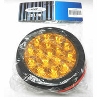 2x Round Amber, 16 LED 4 Inches, 12 Volts Tail Lights w/grommet Fortpro F235436