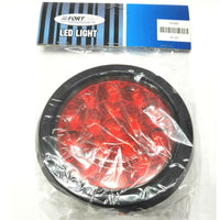 2x Round Red, 16 LED 4 Inches, 12 Volts Tail Lights w/grommet Fortpro F235435