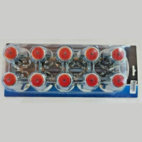 10 Threaded Lug Nut Cover With Flange 33MM Color RED Top Reflector FortPro
