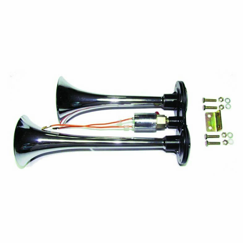 Double Air Truck Trumpet Loud 2 Bell Air Single Tone Roof Mount Chromed 12V/24V F224767