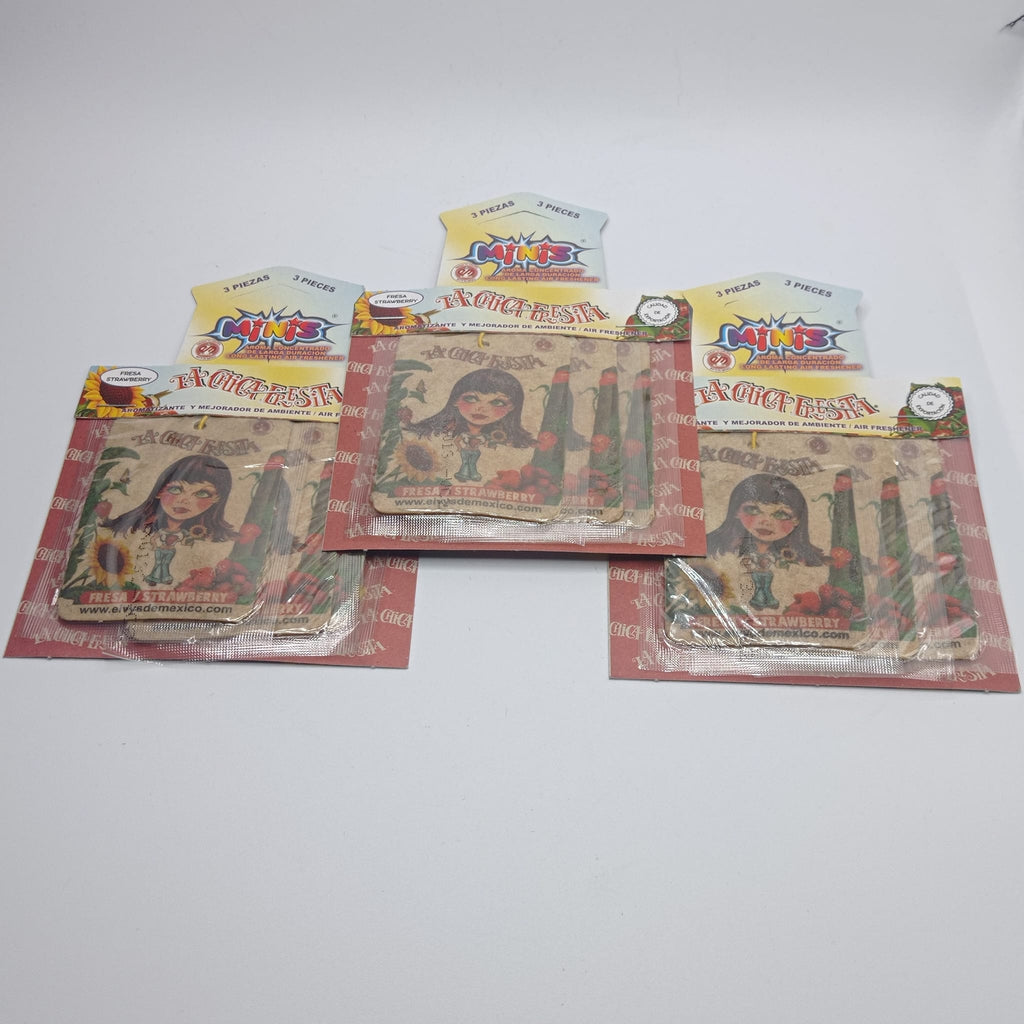 La Chica Fresita MINIS 3 Pack Car Air Freshener Essence Strawberry ( 1-3 Sets )