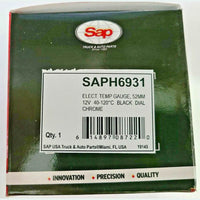 Electric Water Temp. Black 2" (52mm) Round Gauge 100-250 Degree 12V SAPH6931