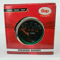Electric Oil Temp. Black 2" (52mm) Round Gauge 100-250 Degree 12V SAPU6521