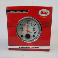 Ampere Meter 60-0-60 Thick Bolts Screws Gauge Chrome - White 52mm SAPU6110 NEW