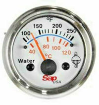 Electric Water Temperature 2 1/16" (52mm) Round Gauge 100-250 Deg 12v SAP