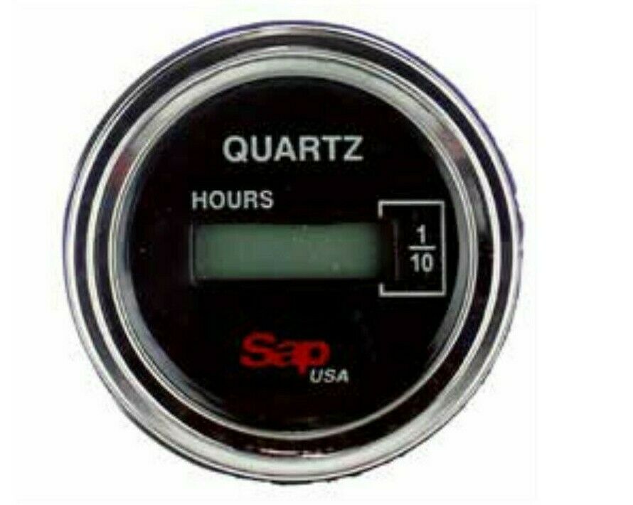 LCD Hour Meter 2" Round Gauge, 12v to 80v for Trucks, Pumps, Boats, Generators